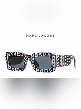 Marc Jacobs Black & White Logo Square Sunglasses